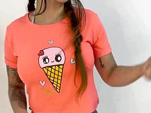 i love how she shows her big tits to followers in solo latina video