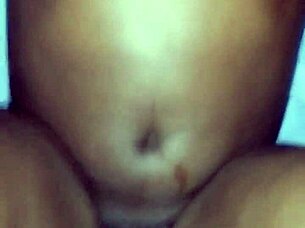 Ebony couple enjoys homemade riding session with creamy finish.