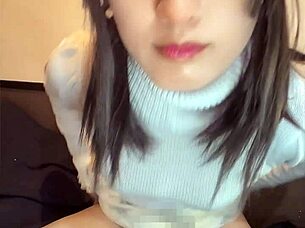 cute japanese crossdresser quietly masturbates in private vid