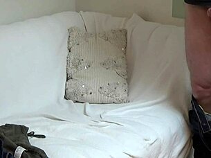 Hazel Levec chokes on cock during casting!