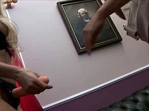 Two Blonde Lesbian Bombshells Spank And Use Dildo!