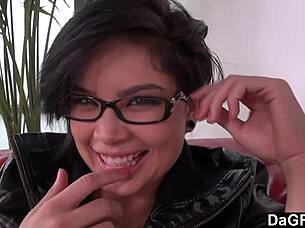 The brunette says, Let's have a quickie audition.