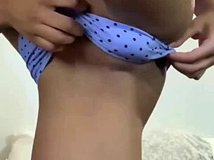 Tiny Teen Stuffing Cute Panties Into Tight Pussy.