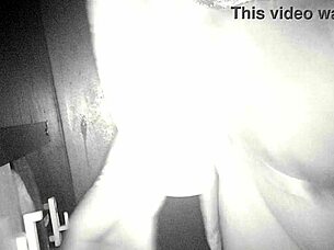 at the party, she asked the guy to enter the glory hole and fuck her in the cabin