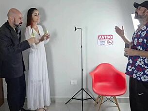 housewife in lingerie cheats with old photographer for facial