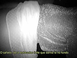 at the party, she asked the guy to enter the glory hole and fuck her in the cabin