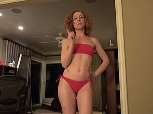 chica shows off her big ass in red bikini