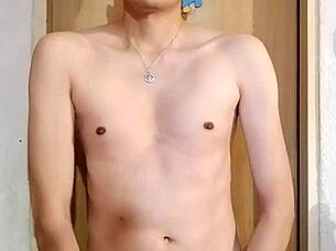 Skinny Guy With Big Monster Cock Masturbates Solo In Raw Intense Session