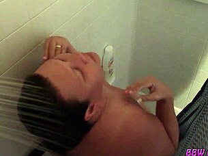 Ever wonder what a naughty bbw housewife hides under her ripped clothes in the shower?