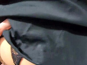 Roleplaying as mommy housewife, she performs deepthroat blowjob and face fucking, cum on long fur jacket