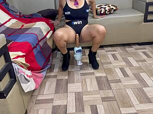 I can't believe my stepdaughter's toy makes her pussy so wet and pleasured, it's my dirty secret fantasy.