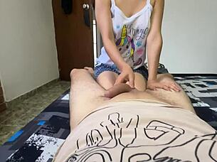 Slippery Sexy Massage Turns Into Nasty Deepthroat By Brunette Teen