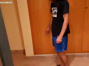 we fucked in a public elevator, her wet pussy squirting for the first time with my tattooed bodybuilder cock