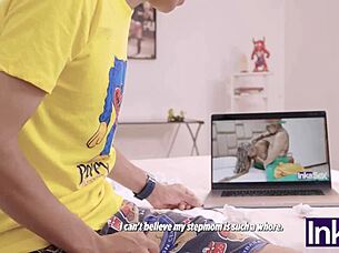 my ebony stepmom with big tits catches me watchin her porn vids