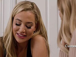 Office lunch break turns seductive for tall petite teen