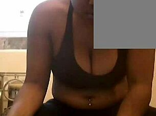 Horny young ebony teen 18+ shows pussy