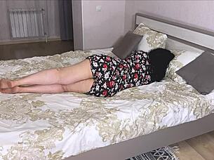 Watch the stepson massage and fuck his stepmom's big ass.