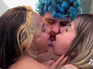 Curvy nymphs with natural tits beg for cum on their pretty feet from monster cocks.