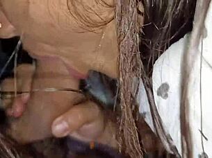 hey, check out this collage girl dipika giving a deep throat blowjob, she's so cute and dirty talking in those shorts!