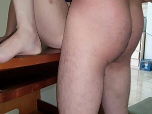 little redhead lifts skirt for tight pussy fucking