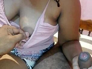 Indian step mom makes son cum with handjob milf best handjob 😈