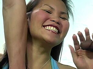 threesome with asian mother-in-law in lingerie and stockings