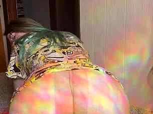 Joan day wears see through tights and flaunts her curvy body!