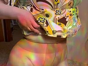 Joan day wears see through tights and flaunts her curvy body!