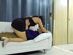 Look at this big-ass beauty in black dress getting fucked on the couch?