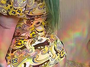 Joan day wears see through tights and flaunts her curvy body!