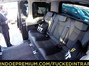 Hot Russian babe Audrey Jane gets cumshot in taxi backseat