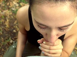 i'm hiking vlogger black lynn and i found a cock to suck in the forest with long hair brunette