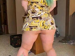 Joan day wears see through tights and flaunts her curvy body!