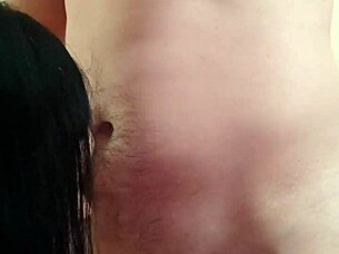 mature girlfriend performs deep throat blowjob