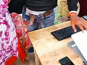 A boss and secretary share a private moment at the office