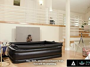 sexy gal ritchie demonstrates the best nuru massage techniques with oiled body