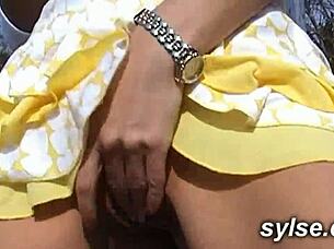 European milf flashes on beach then assfucks young boy in train