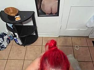 Amber kneels before her daddy in a homemade scene