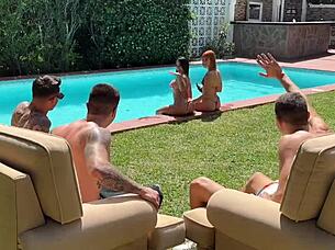 I-I mean, brutal orgy with Megan and Dolly getting punished by huge cocks in the pool