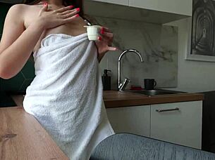 Using Her Tight Pussy Hole In The Kitchen For A Creampie!