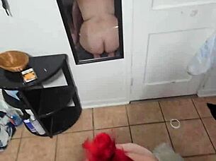 Amber kneels before her daddy in a homemade scene