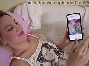 Blonde Cutie In Stockings Fingers Her Sweet Cunt