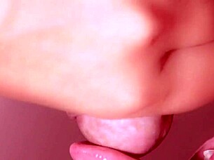 japanese babe gives intense blowjob close up