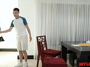 My Stepdad's Hot Brunette Assistant Eating Dust In The Garage, Rough Anal.