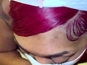 Masked deep throater with big black cock