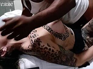 The girl ended up with two portions of cum on her face