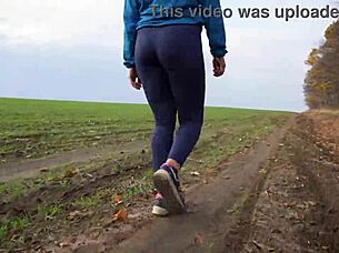 Milf Walks in Tight Pants Showing Nice Ass from Behind