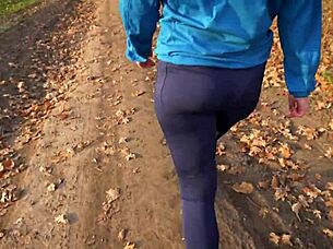 Milf Walks in Tight Pants Showing Nice Ass from Behind