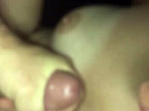 wow, that big dick is cumming all over those huge tits! 😍