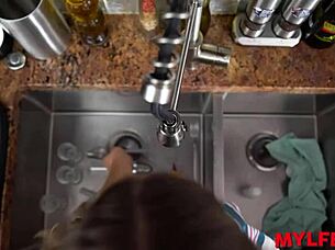 The man of the house dominates the milf mommy in the kitchen with intense licking and fucking